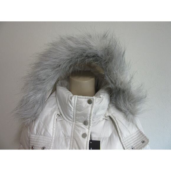 Marc New York Andrew Marc White L Quilted Down Insulated Faux Fur Puffer Coat - Picture 2 of 10